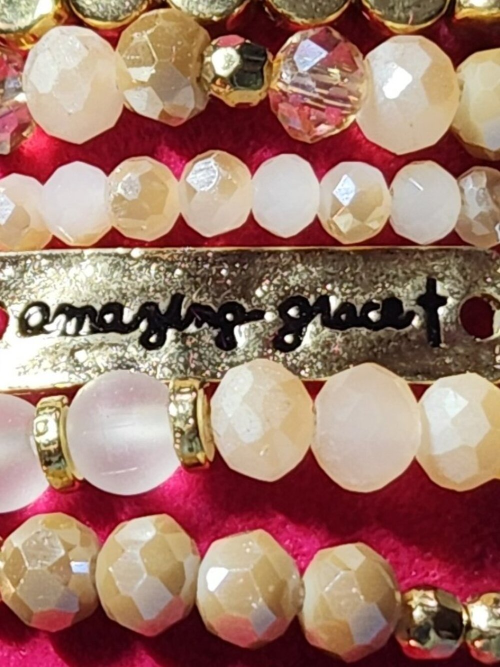 Set of six bracelets "Amazing Grace" choice of color neutral or blue NWT